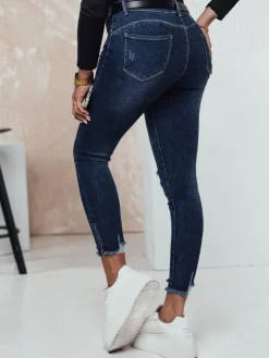 Jeansy Damskie>Dstreet Spodnie jeansowe damskie ZIPDETAIL push up niebieskie UY2306