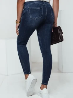 Jeansy Damskie>Dstreet Spodnie jeansowe damskie BELTZEN skinny z paskiem ciemnoniebieskie UY2312