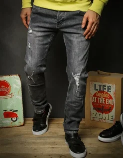 Jeansy Męskie>Dstreet Spodnie jeansowe męskie szare UX2325