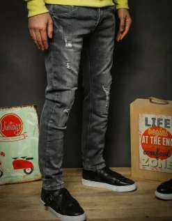 Jeansy Męskie>Dstreet Spodnie jeansowe męskie szare UX2325