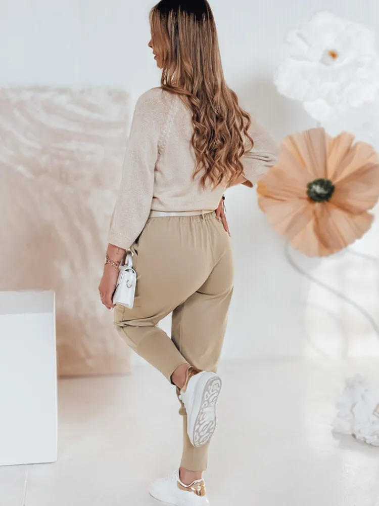 Spodnie Damskie>Dstreet Spodnie materiałowe masełko onesize z paskiem KLASSIA beżowe UY2410