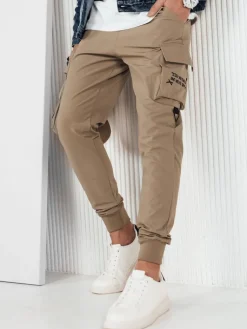 Spodnie Męskie>Dstreet Spodnie męskie bojówki beżowe UX4163