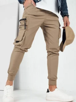 Spodnie Męskie>Dstreet Spodnie męskie bojówki beżowe UX4163