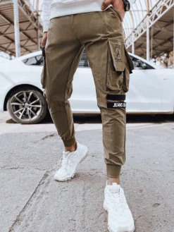 Spodnie Męskie>Dstreet Spodnie męskie bojówki beżowe UX4308