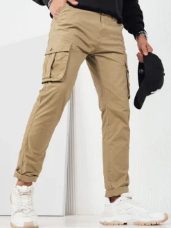 Spodnie Męskie>Dstreet Spodnie męskie bojówki beżowe UX4254