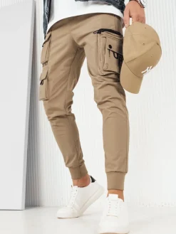 Spodnie Męskie>Dstreet Spodnie męskie bojówki beżowe UX4157