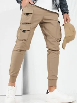 Spodnie Męskie>Dstreet Spodnie męskie bojówki beżowe UX4157