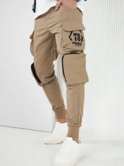 Spodnie Męskie>Dstreet Spodnie męskie bojówki beżowe UX4166