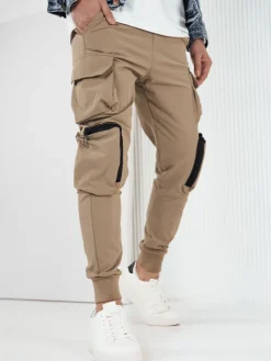 Spodnie Męskie>Dstreet Spodnie męskie bojówki beżowe UX4166
