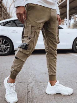 Spodnie Męskie>Dstreet Spodnie męskie bojówki beżowe UX4305