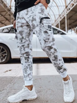 Spodnie Męskie>Dstreet Spodnie męskie bojówki białe UX4363