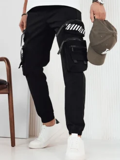 Spodnie Męskie>Dstreet Spodnie męskie bojówki czarne UX4158