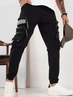 Spodnie Męskie>Dstreet Spodnie męskie bojówki czarne UX4158