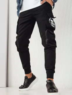 Spodnie Męskie>Dstreet Spodnie męskie bojówki czarne UX4164