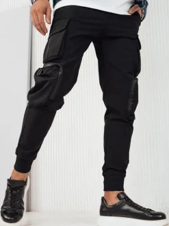 Spodnie Męskie>Dstreet Spodnie męskie bojówki czarne UX4164
