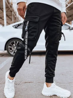 Spodnie Męskie>Dstreet Spodnie męskie bojówki czarne UX4203