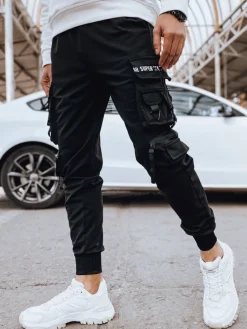 Spodnie Męskie>Dstreet Spodnie męskie bojówki czarne UX4218