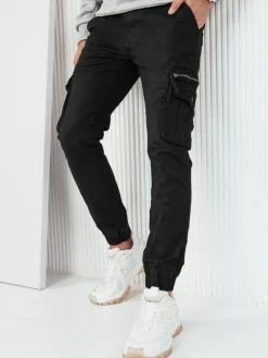 Spodnie Męskie>Dstreet Spodnie męskie bojówki czarne UX4173