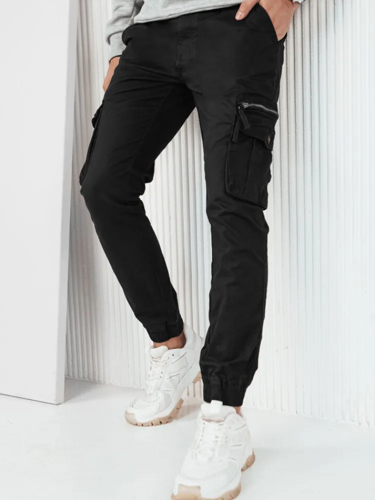 Spodnie Męskie>Dstreet Spodnie męskie bojówki czarne UX4173