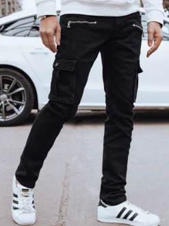 Jeansy Męskie|Spodnie Męskie>Dstreet Spodnie męskie bojówki czarne UX4237