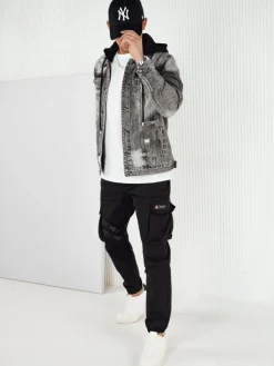 Spodnie Męskie>Dstreet Spodnie męskie bojówki czarne UX4205