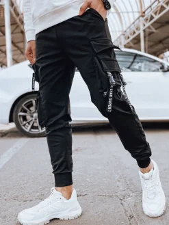 Spodnie Męskie>Dstreet Spodnie męskie bojówki czarne UX4214