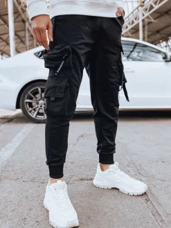 Spodnie Męskie>Dstreet Spodnie męskie bojówki czarne UX4214