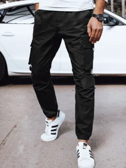 Spodnie Męskie>Dstreet Spodnie męskie bojówki czarne UX4209