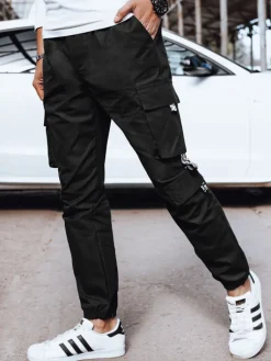 Spodnie Męskie>Dstreet Spodnie męskie bojówki czarne UX4209