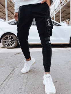 Spodnie Męskie>Dstreet Spodnie męskie bojówki czarne UX4306