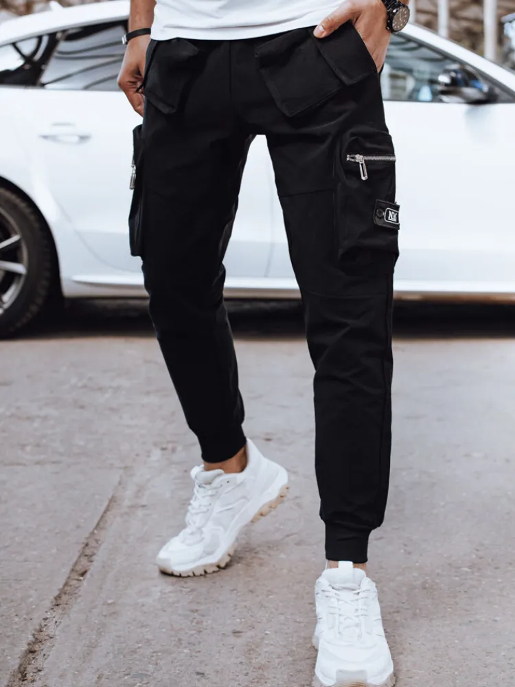 Spodnie Męskie>Dstreet Spodnie męskie bojówki czarne UX4299