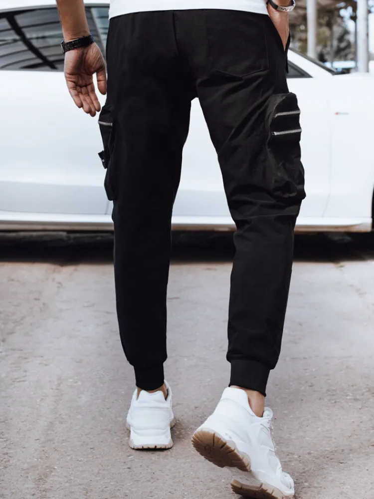 Spodnie Męskie>Dstreet Spodnie męskie bojówki czarne UX4299