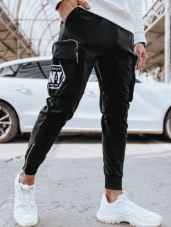 Spodnie Męskie>Dstreet Spodnie męskie bojówki czarne UX4309