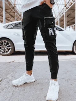 Spodnie Męskie>Dstreet Spodnie męskie bojówki czarne UX4309