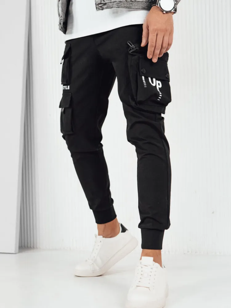 Spodnie Męskie>Dstreet Spodnie męskie bojówki czarne UX4155