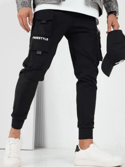 Spodnie Męskie>Dstreet Spodnie męskie bojówki czarne UX4155