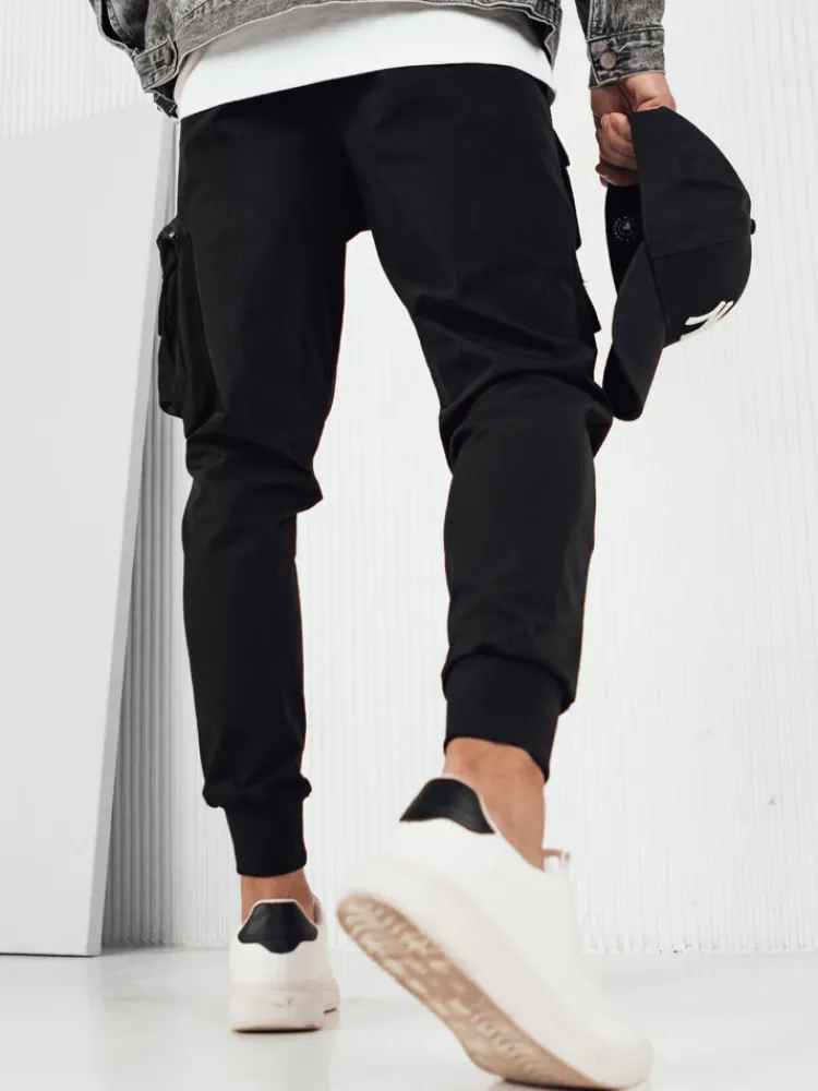 Spodnie Męskie>Dstreet Spodnie męskie bojówki czarne UX4155