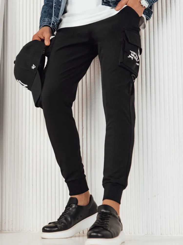 Spodnie Męskie>Dstreet Spodnie męskie bojówki czarne UX4161