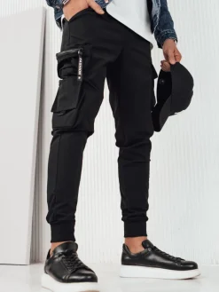 Spodnie Męskie>Dstreet Spodnie męskie bojówki czarne UX4161