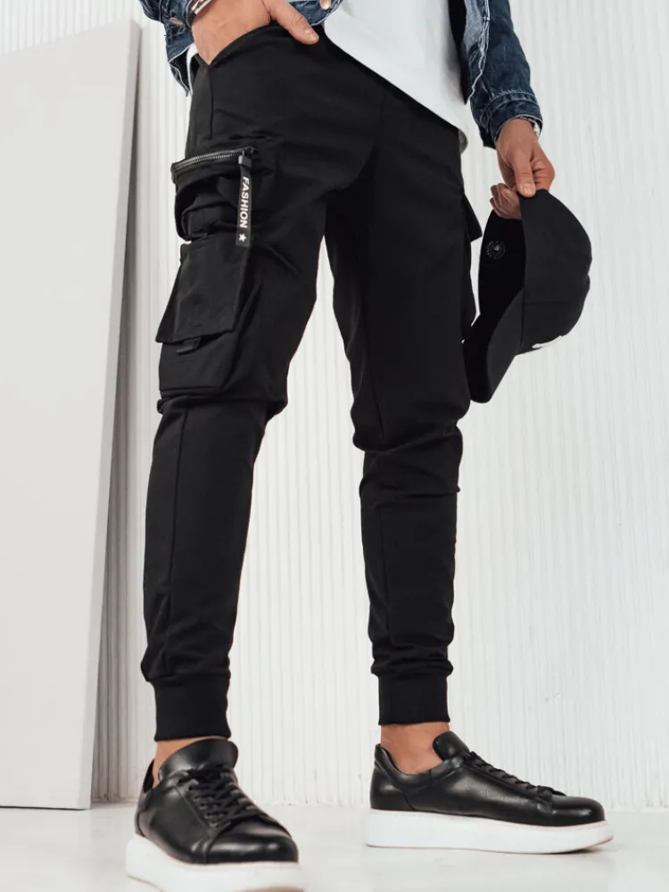 Spodnie Męskie>Dstreet Spodnie męskie bojówki czarne UX4161