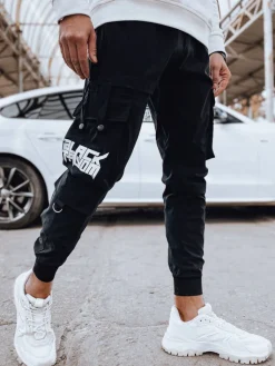 Spodnie Męskie>Dstreet Spodnie męskie bojówki czarne UX4303