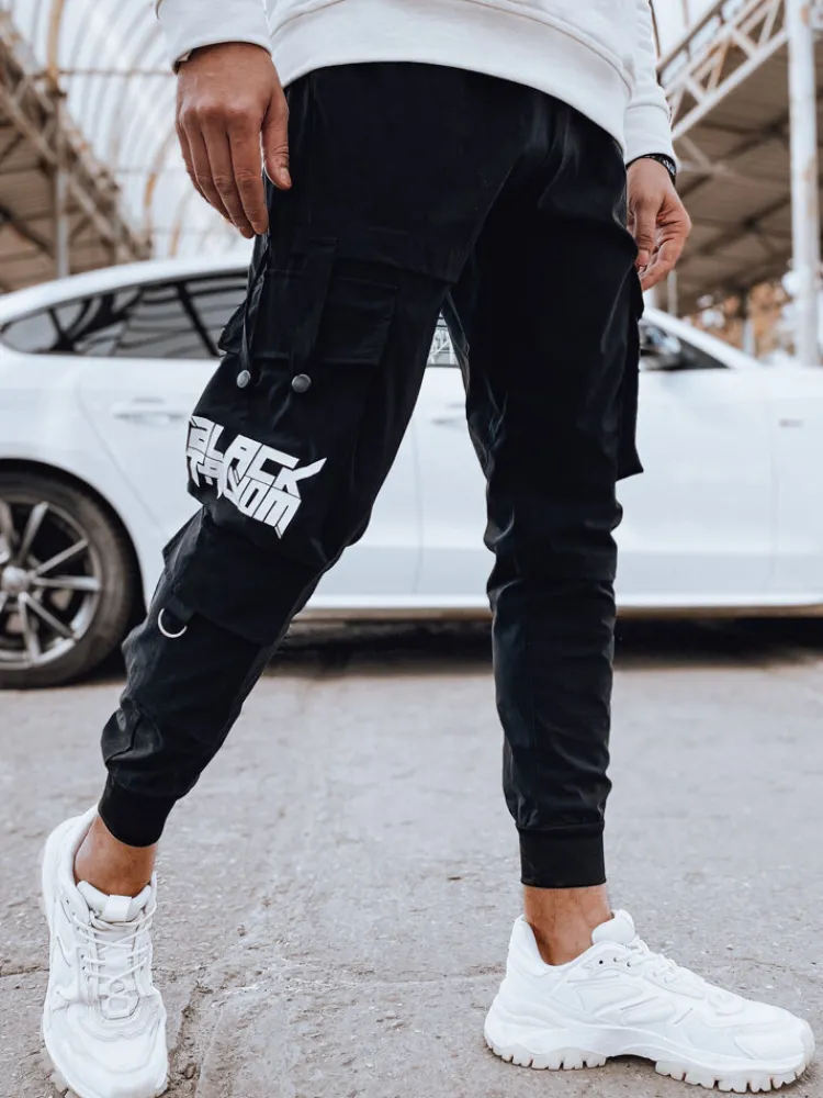 Spodnie Męskie>Dstreet Spodnie męskie bojówki czarne UX4303