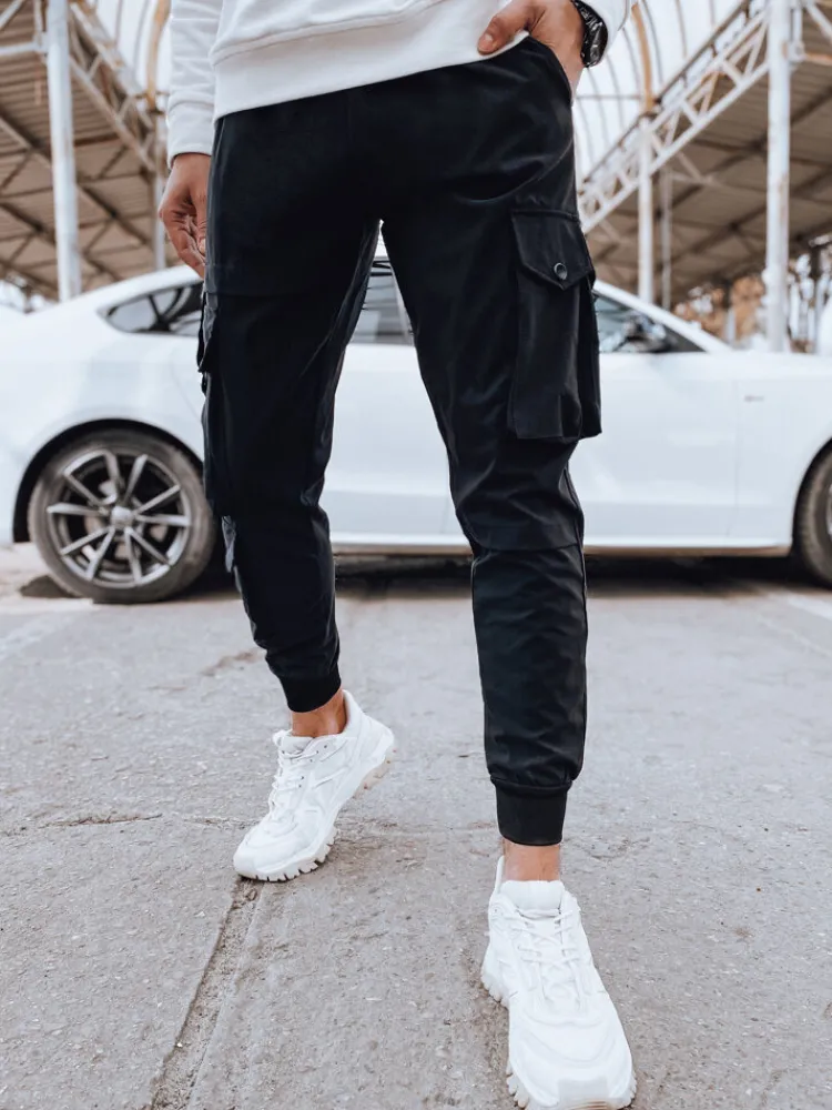 Spodnie Męskie>Dstreet Spodnie męskie bojówki czarne UX4303