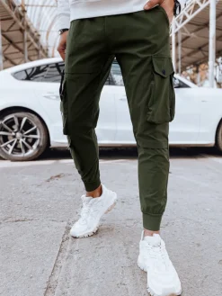 Spodnie Męskie>Dstreet Spodnie męskie bojówki zielone UX4304