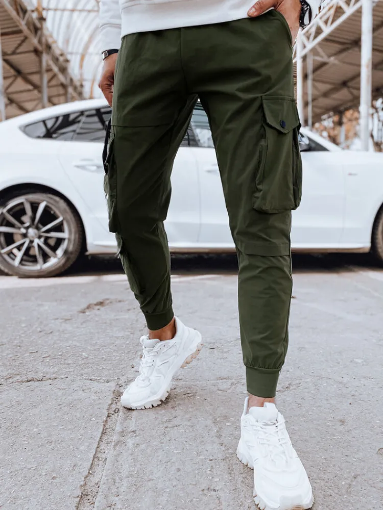 Spodnie Męskie>Dstreet Spodnie męskie bojówki zielone UX4304