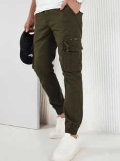 Spodnie Męskie>Dstreet Spodnie męskie bojówki zielone UX4178