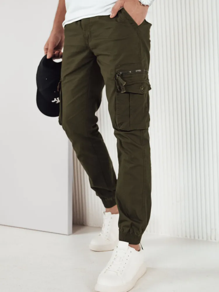 Spodnie Męskie>Dstreet Spodnie męskie bojówki zielone UX4178