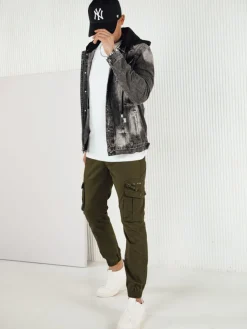 Spodnie Męskie>Dstreet Spodnie męskie bojówki zielone UX4178