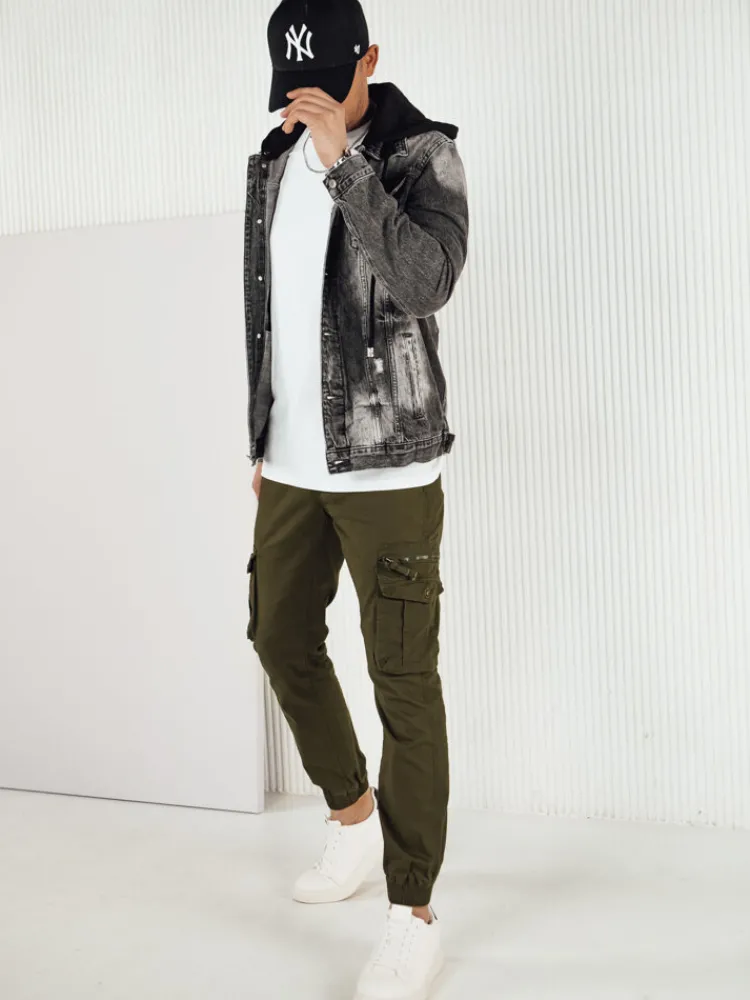 Spodnie Męskie>Dstreet Spodnie męskie bojówki zielone UX4178