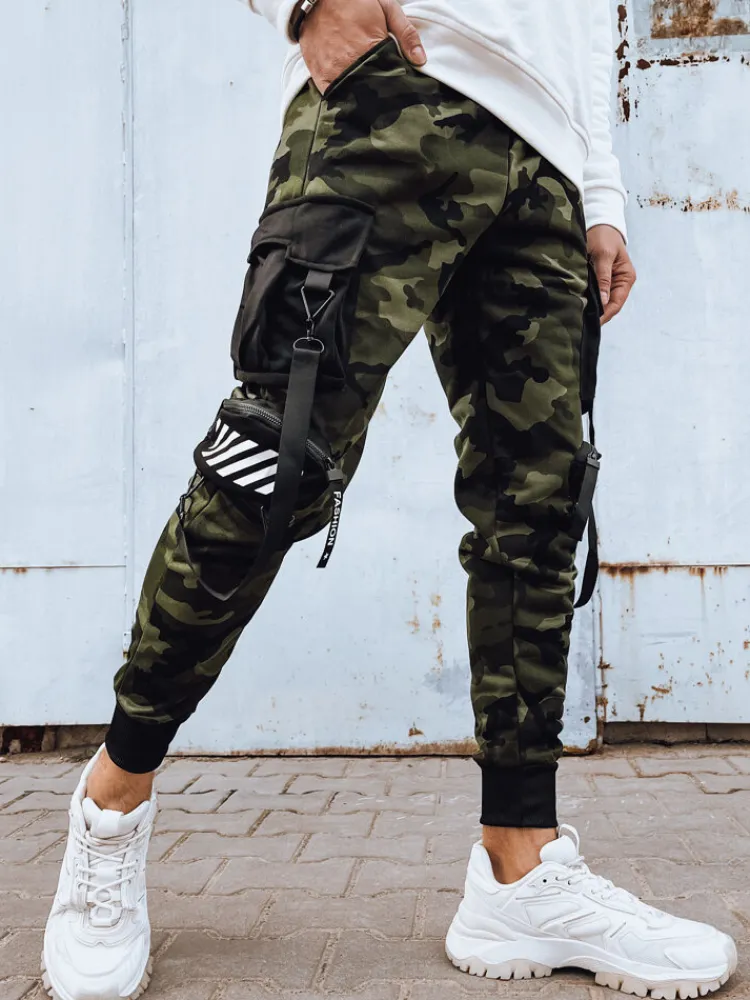 Spodnie Męskie>Dstreet Spodnie męskie bojówki zielone UX4201